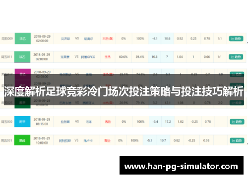 深度解析足球竞彩冷门场次投注策略与投注技巧解析